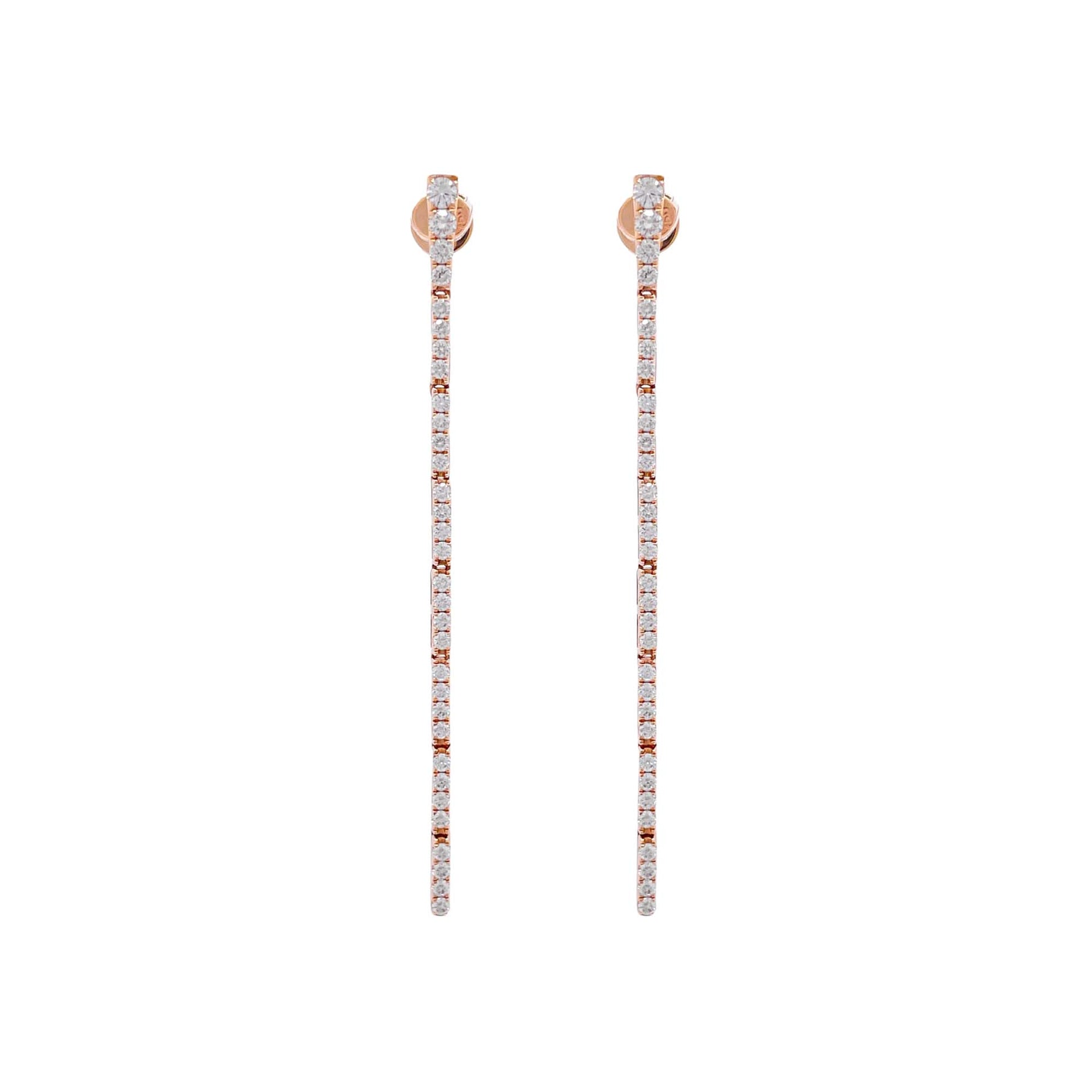 Jay Feder 18k Rose Gold Diamond Line Drop Earrings