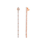 Jay Feder 18k Rose Gold Diamond Line Drop Earrings
