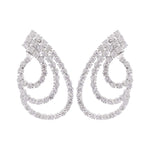Jay Feder 18k White Gold Diamond 3 Row Swirl  Drop Earrings