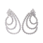 Jay Feder 18k White Gold Diamond 3 Row Swirl  Drop Earrings
