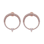 JAY FEDER 18K ROSE GOLD PEAR DIAMOND CIRCLE EARRINGS