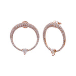 JAY FEDER 18K ROSE GOLD PEAR DIAMOND CIRCLE EARRINGS
