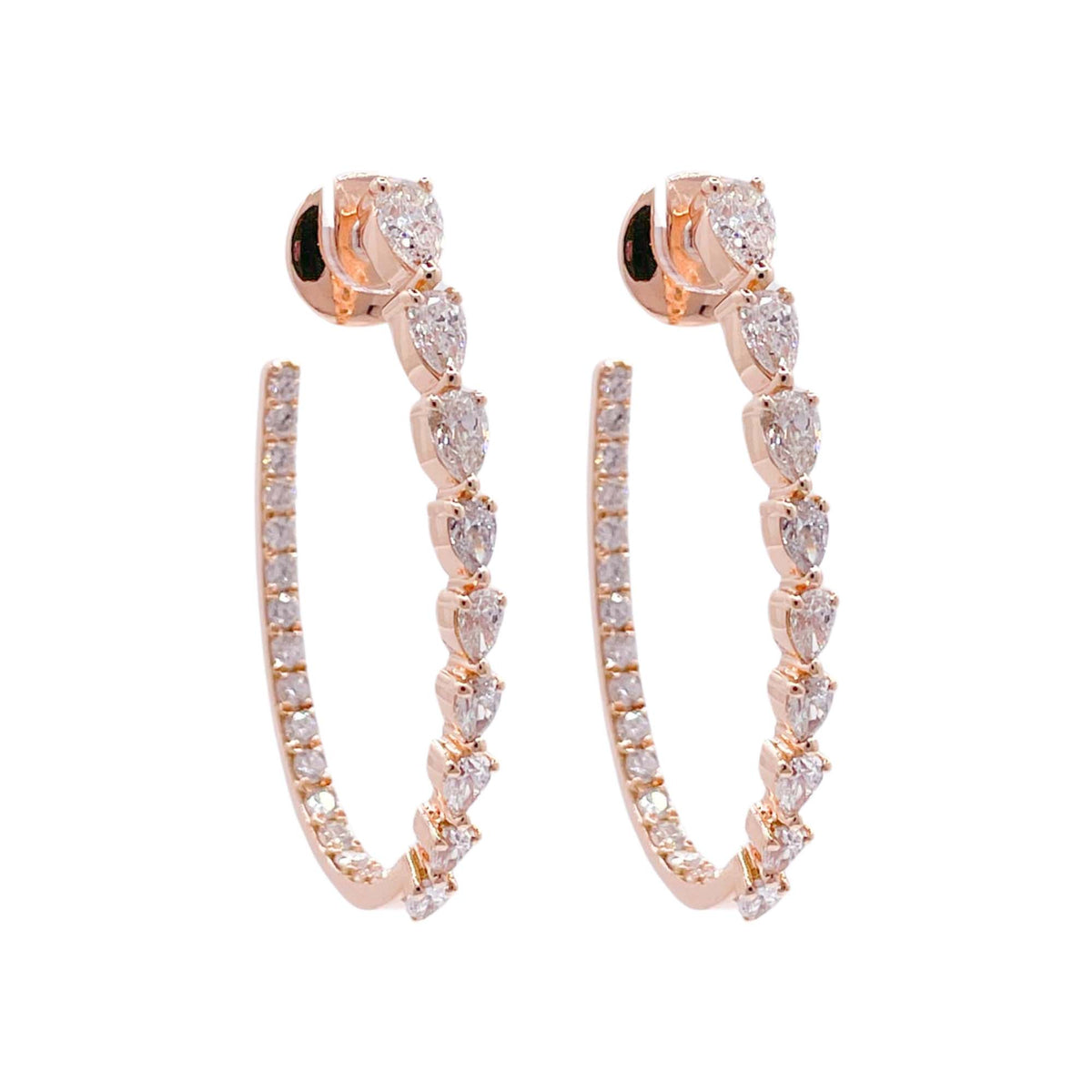 Jay Feder 18k Rose Gold Diamond Hoop Earrings