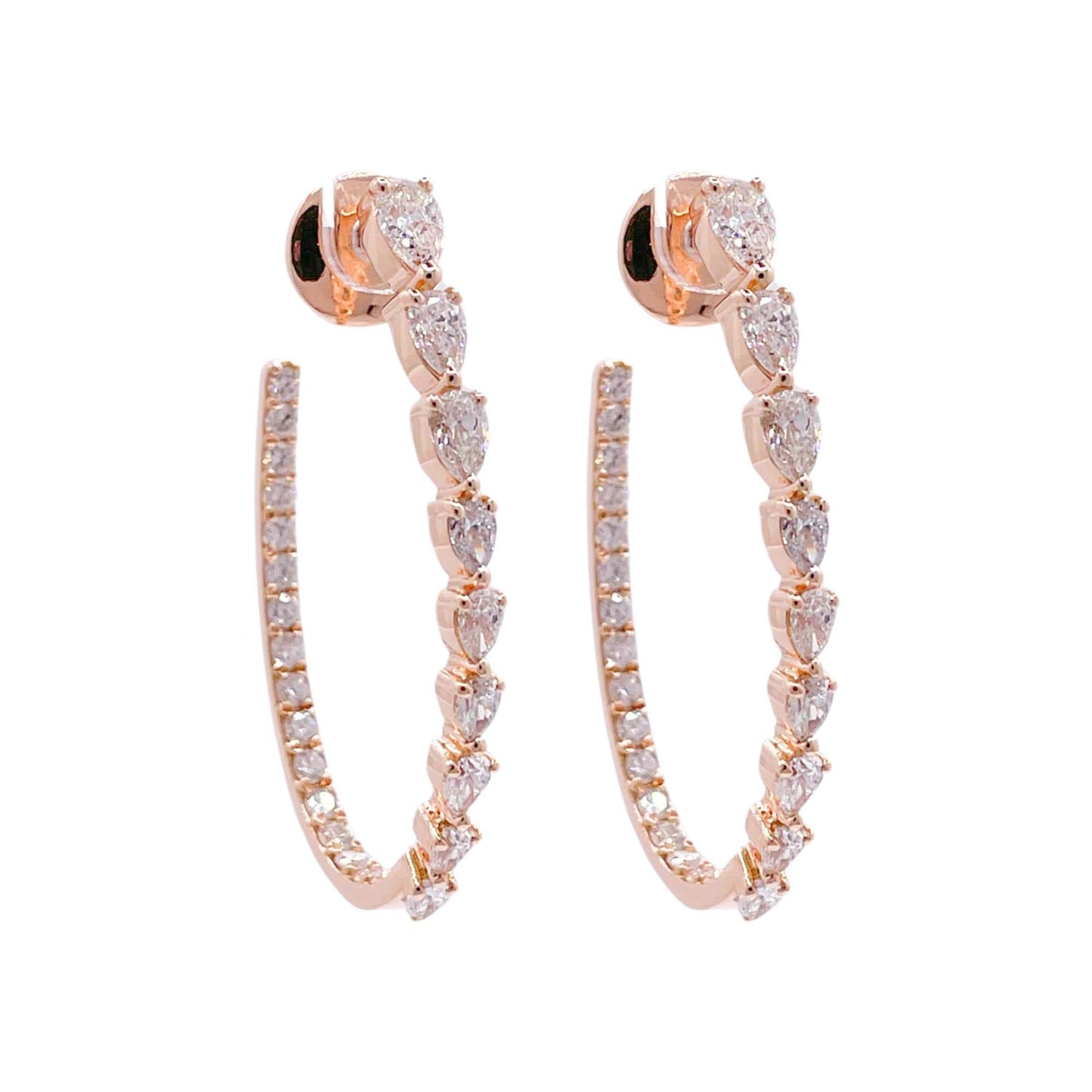 Jay Feder 18k Rose Gold Diamond Hoop Earrings