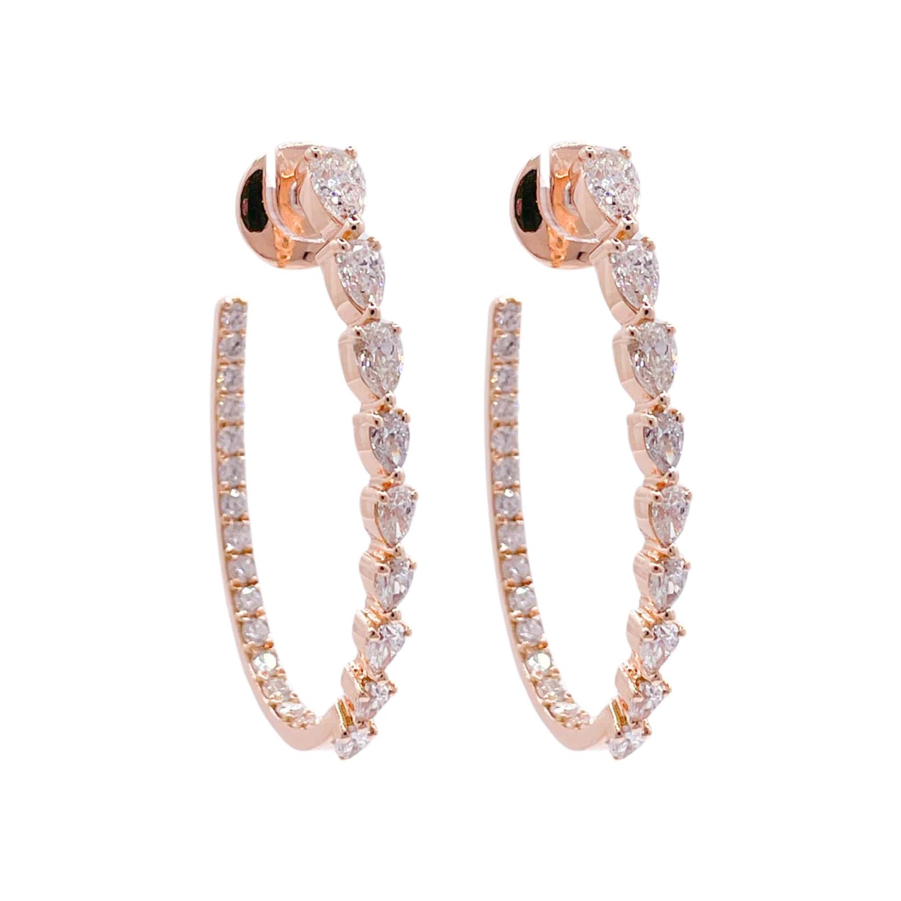 Jay Feder 18k Rose Gold Diamond Hoop Earrings
