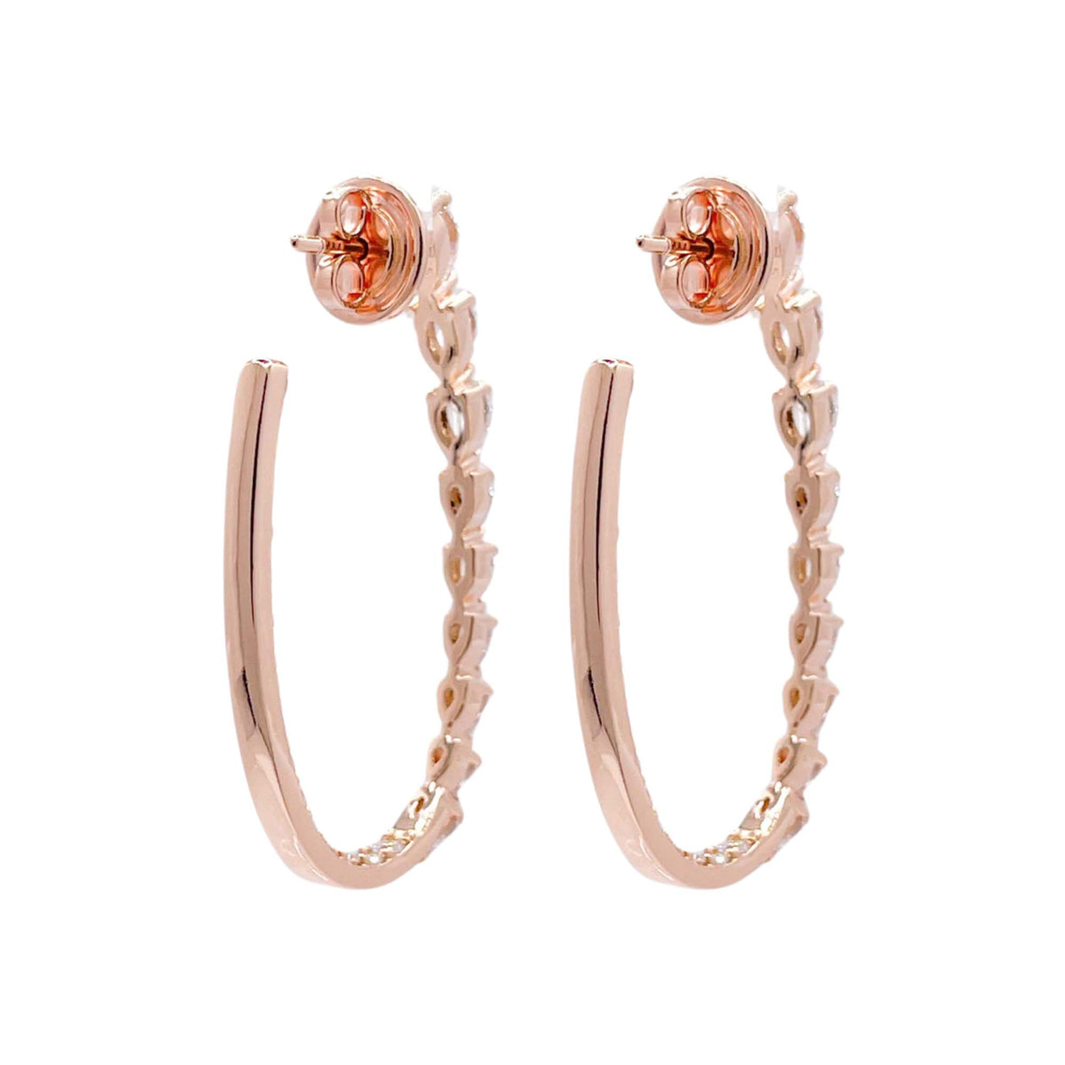 Jay Feder 18k Rose Gold Diamond Hoop Earrings