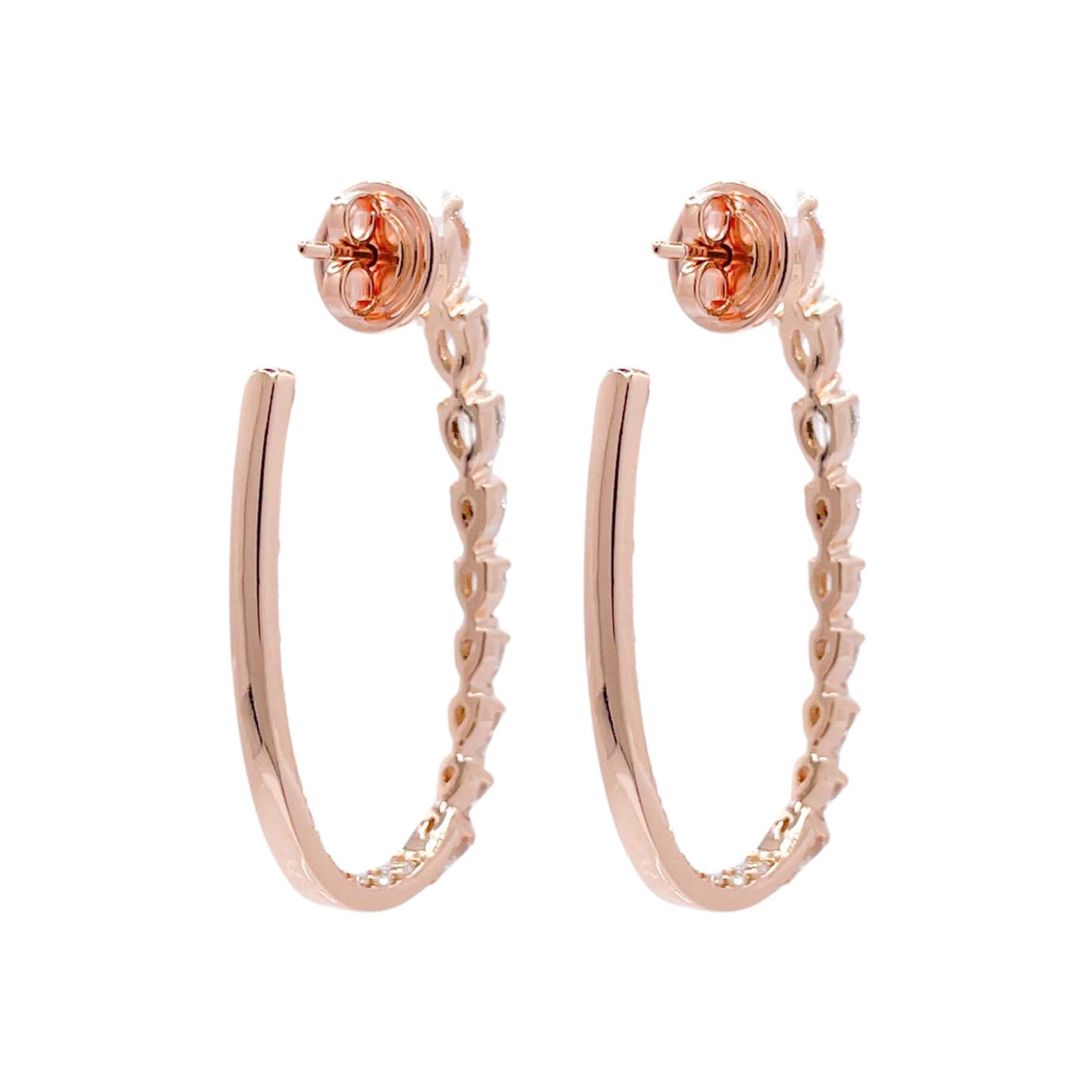 Jay Feder 18k Rose Gold Diamond Hoop Earrings