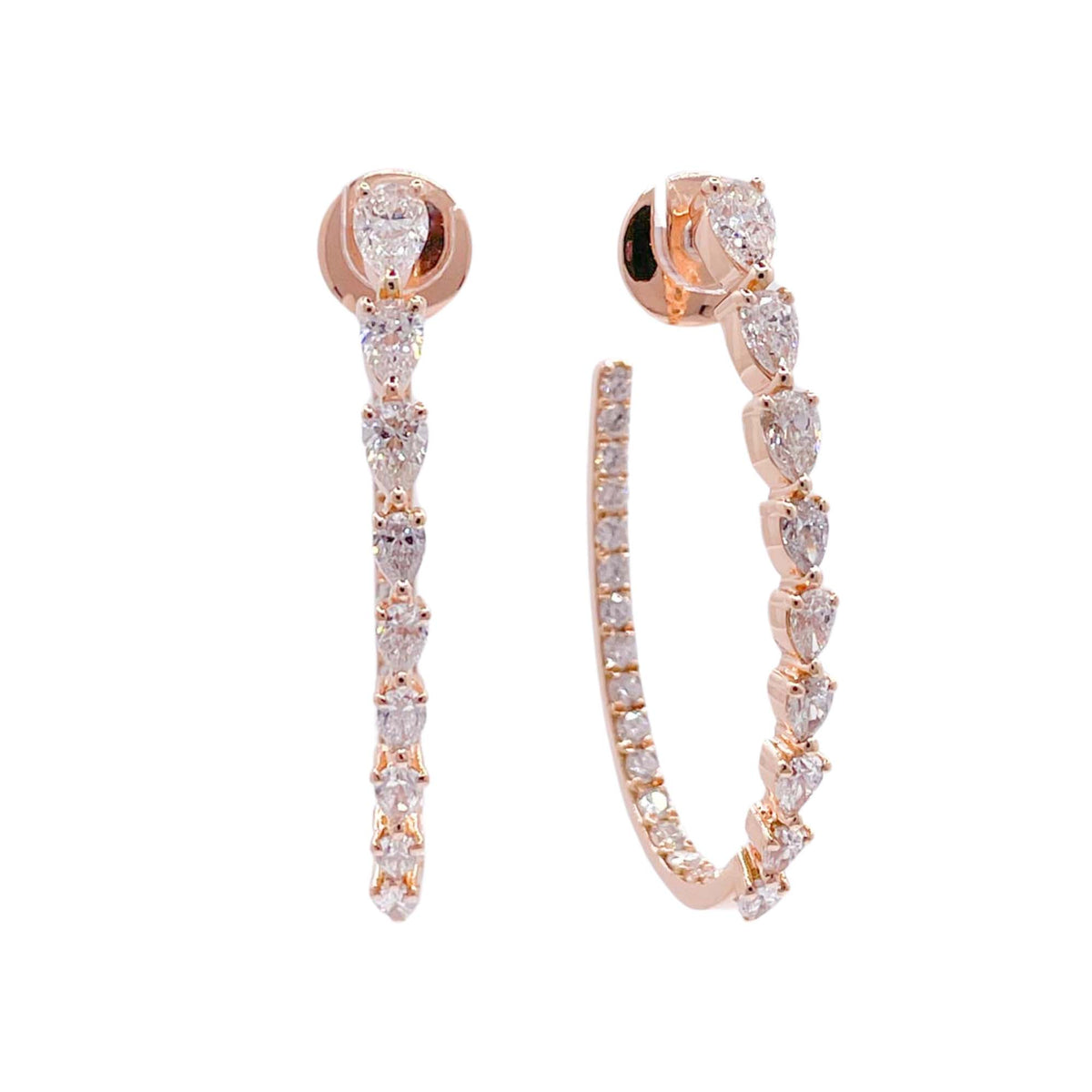 Jay Feder 18k Rose Gold Diamond Hoop Earrings