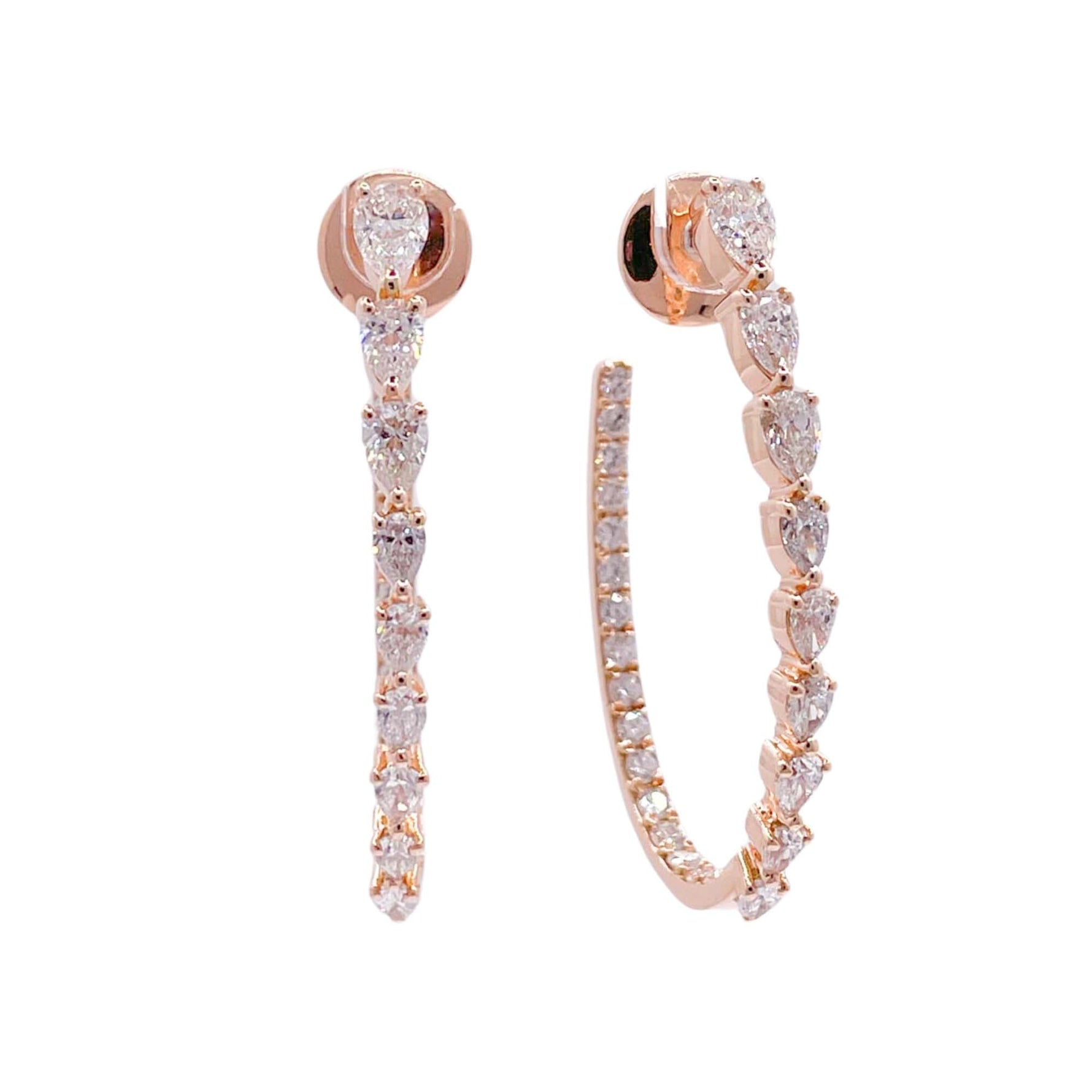 Jay Feder 18k Rose Gold Diamond Hoop Earrings