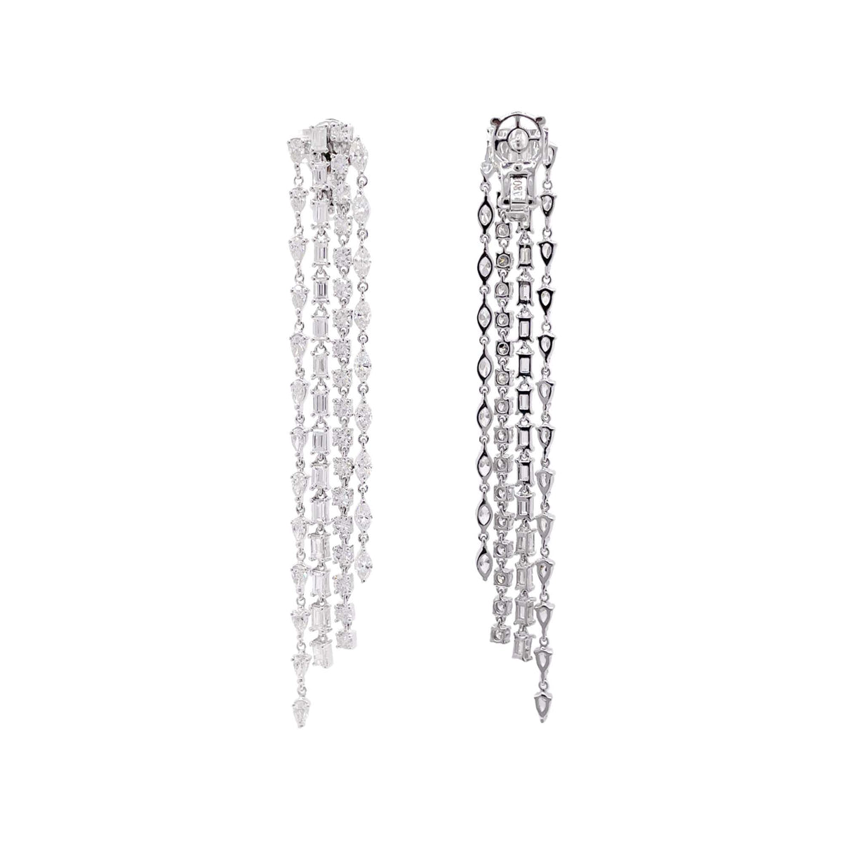 Jay Feder 18k White Gold Diamond Long Drop Dangle Earrings