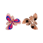 Jay Feder 18k Rose Gold Diamond Enamel Flower Earrings