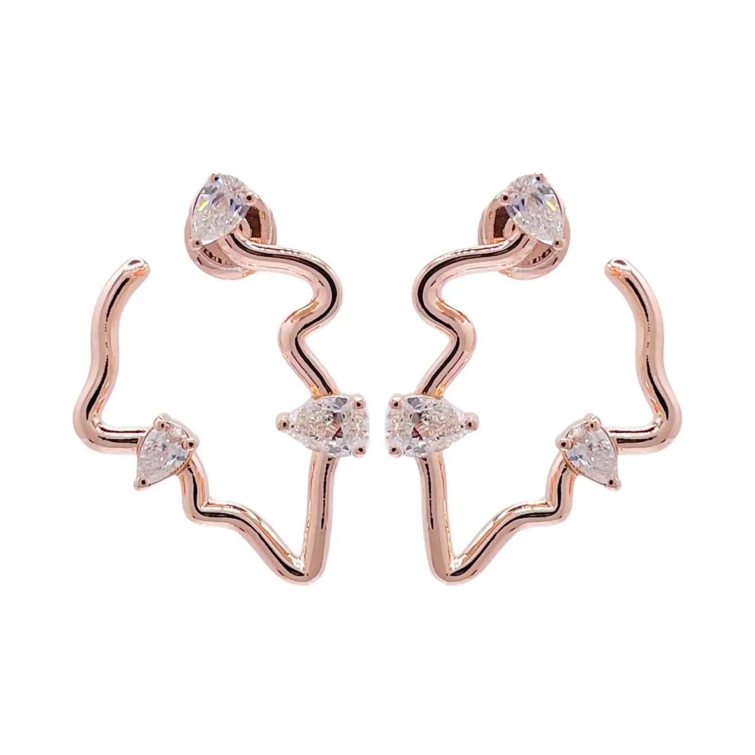 18k Rose Gold Diamond Freeform Earrings Jay Feder Jewelers