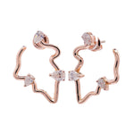 Jay Feder 18k Rose Gold Diamond Freeform Earrings