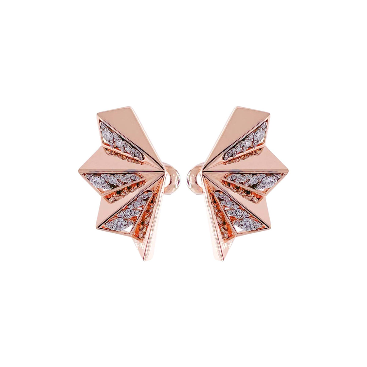 Jay Feder 18k Rose Gold Diamond Fan Earrings