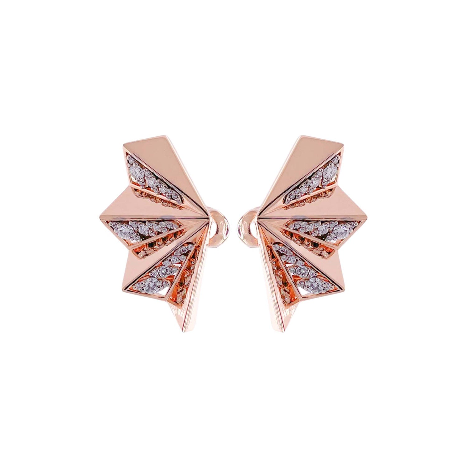 Jay Feder 18k Rose Gold Diamond Fan Earrings