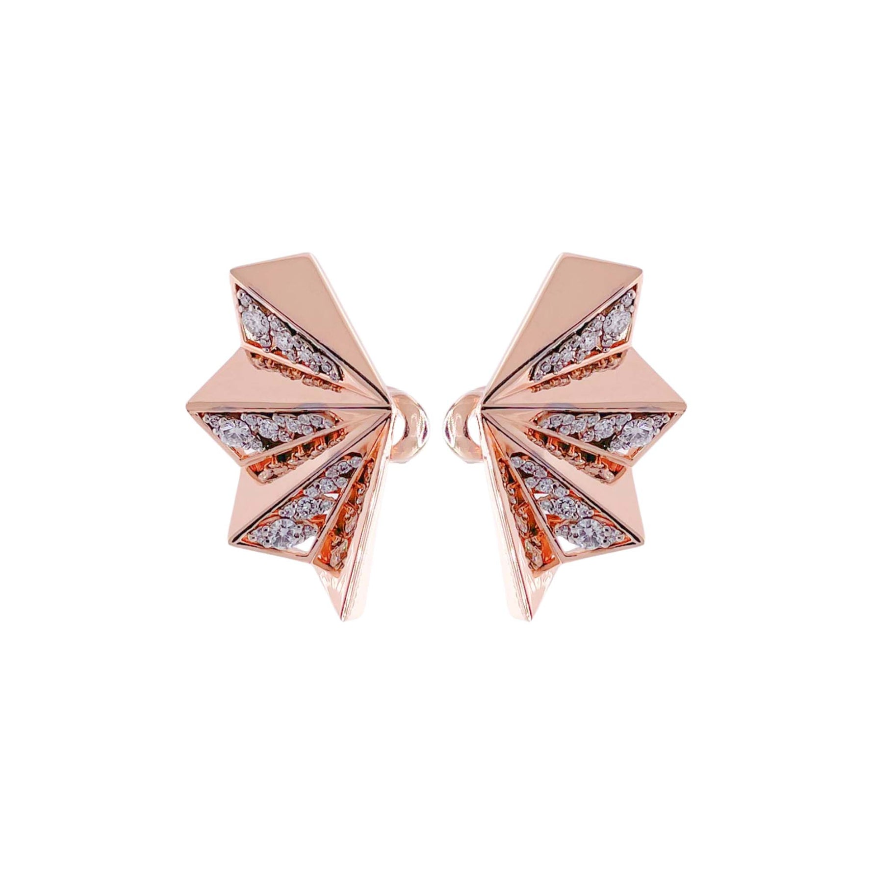 Jay Feder 18k Rose Gold Diamond Fan Earrings
