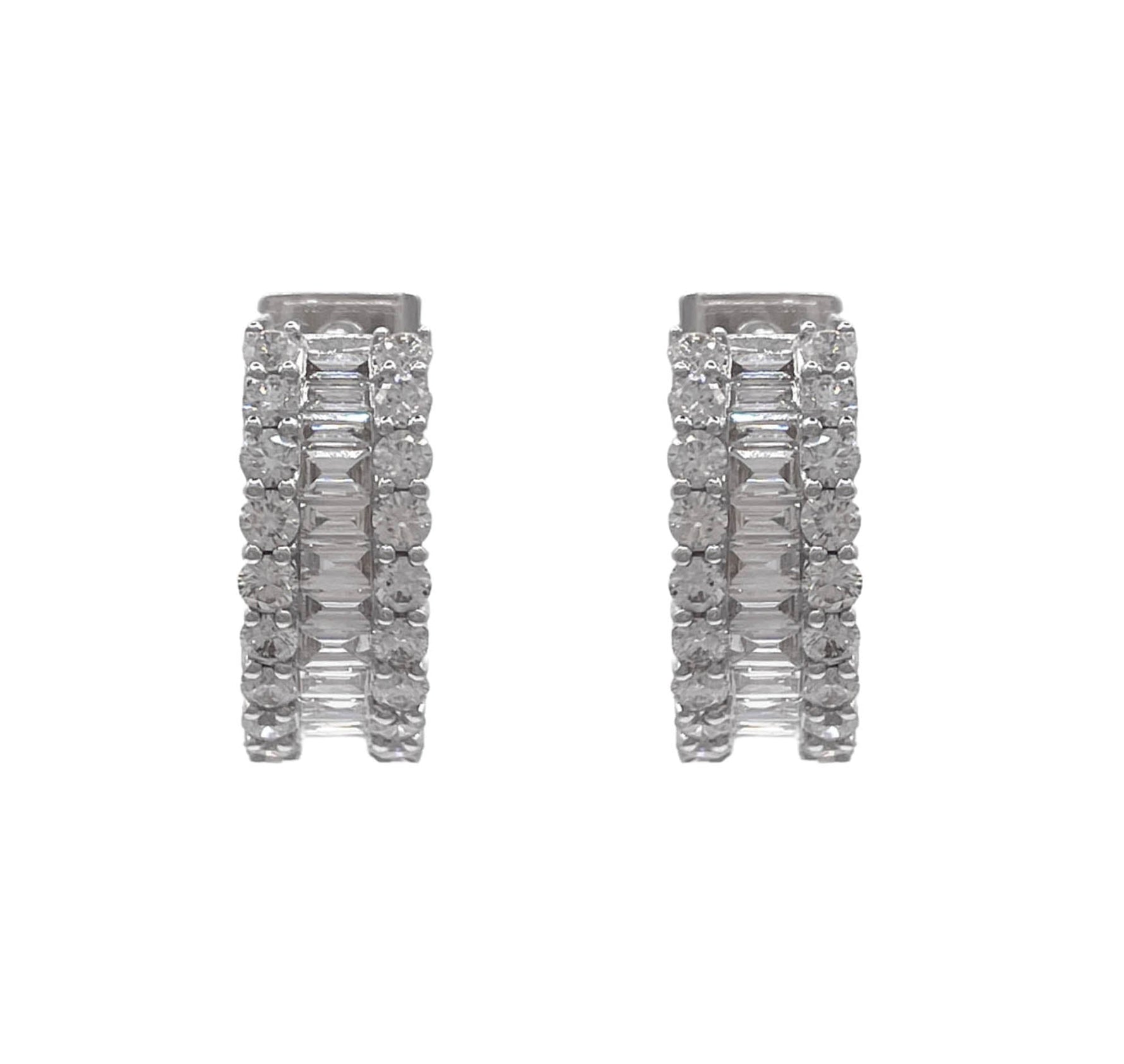 JAY FEDER 18K WHITE GOLD DIAMOND HUGGIE EARRINGS