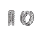 JAY FEDER 18K WHITE GOLD DIAMOND HUGGIE EARRINGS
