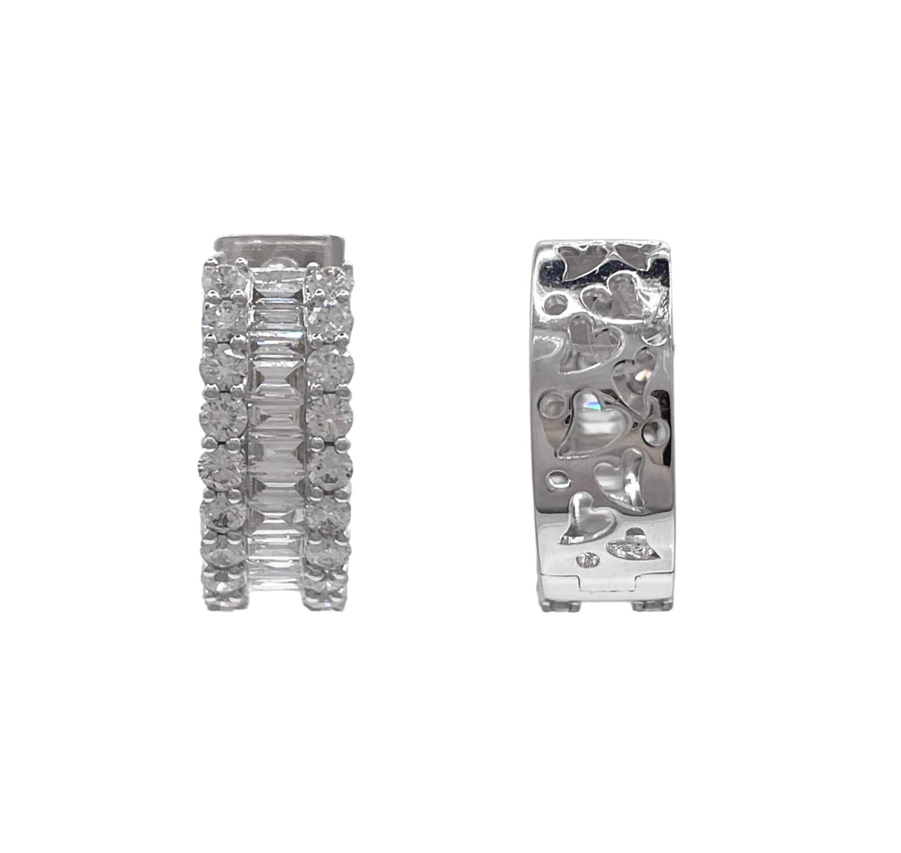 JAY FEDER 18K WHITE GOLD DIAMOND HUGGIE EARRINGS