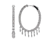 JAY FEDER 18K WHITE GOLD DIAMOND HOOP EARRINGS