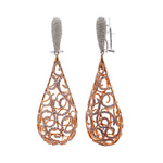 Jay Feder 18k Two Tone Gold Diamond Teardrop Dangle Earrings