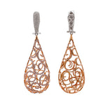 Jay Feder 18k Two Tone Gold Diamond Teardrop Dangle Earrings