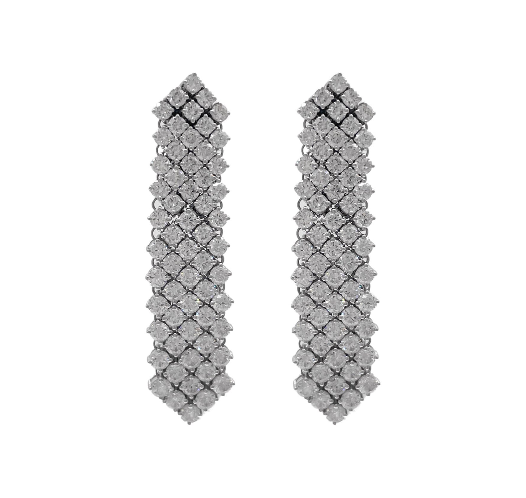 JAY FEDER 18K WHITE GOLD DIAMOND DROP DANGLE EARRINGS