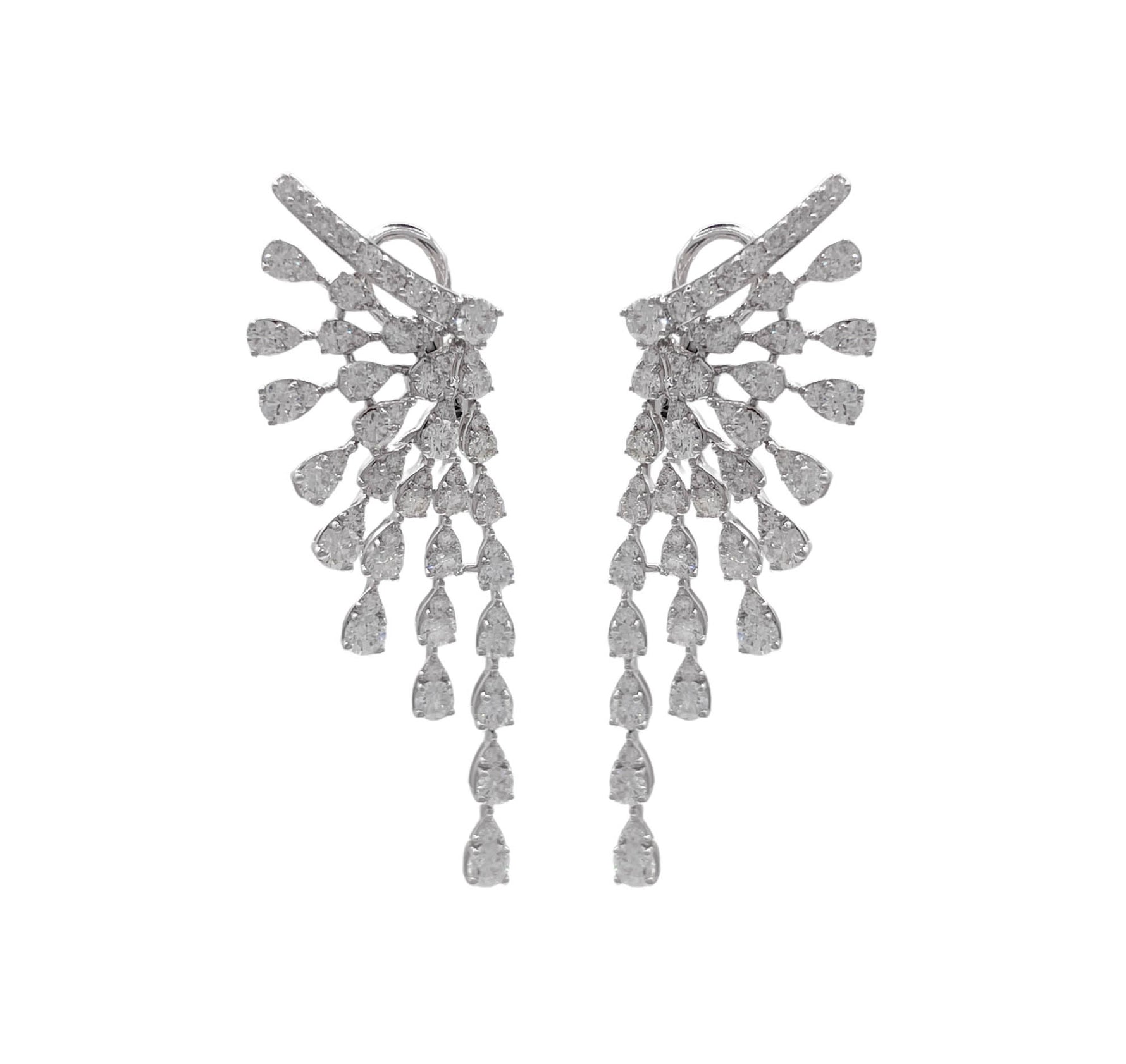 JAY FEDER 18K WHITE GOLD DIAMOND WING DROP EARINGS