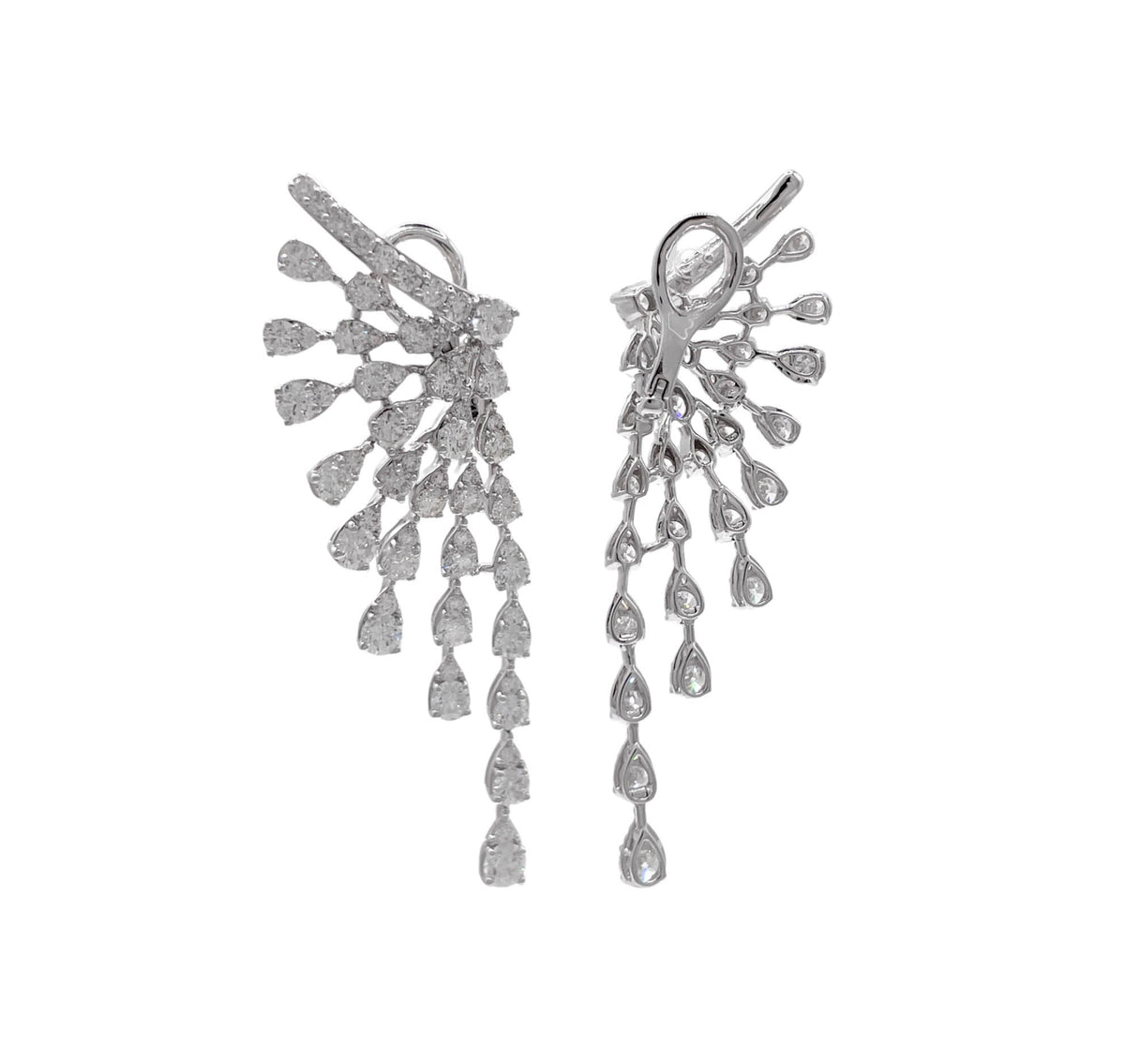JAY FEDER 18K WHITE GOLD DIAMOND WING DROP EARINGS