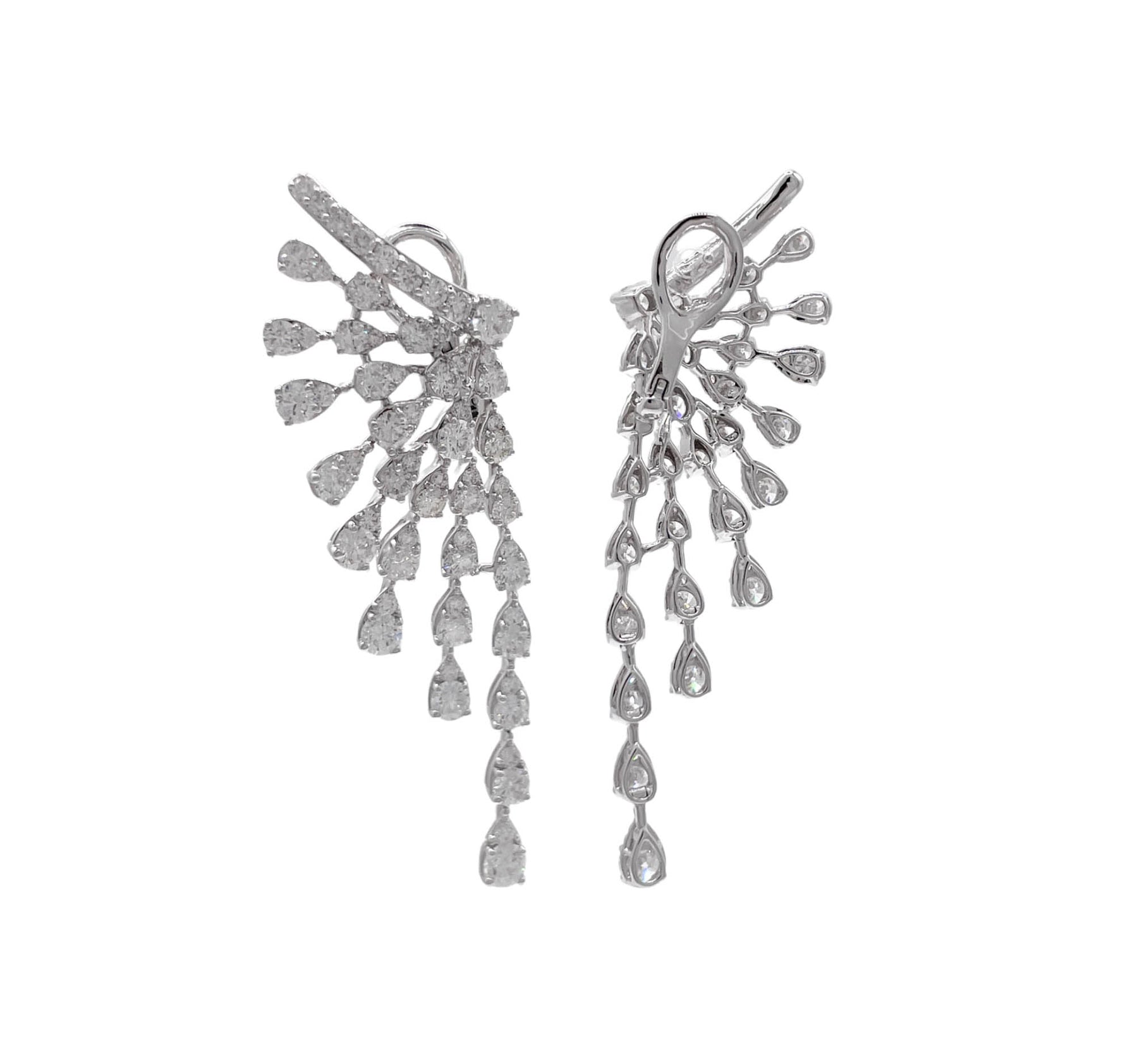 JAY FEDER 18K WHITE GOLD DIAMOND WING DROP EARINGS