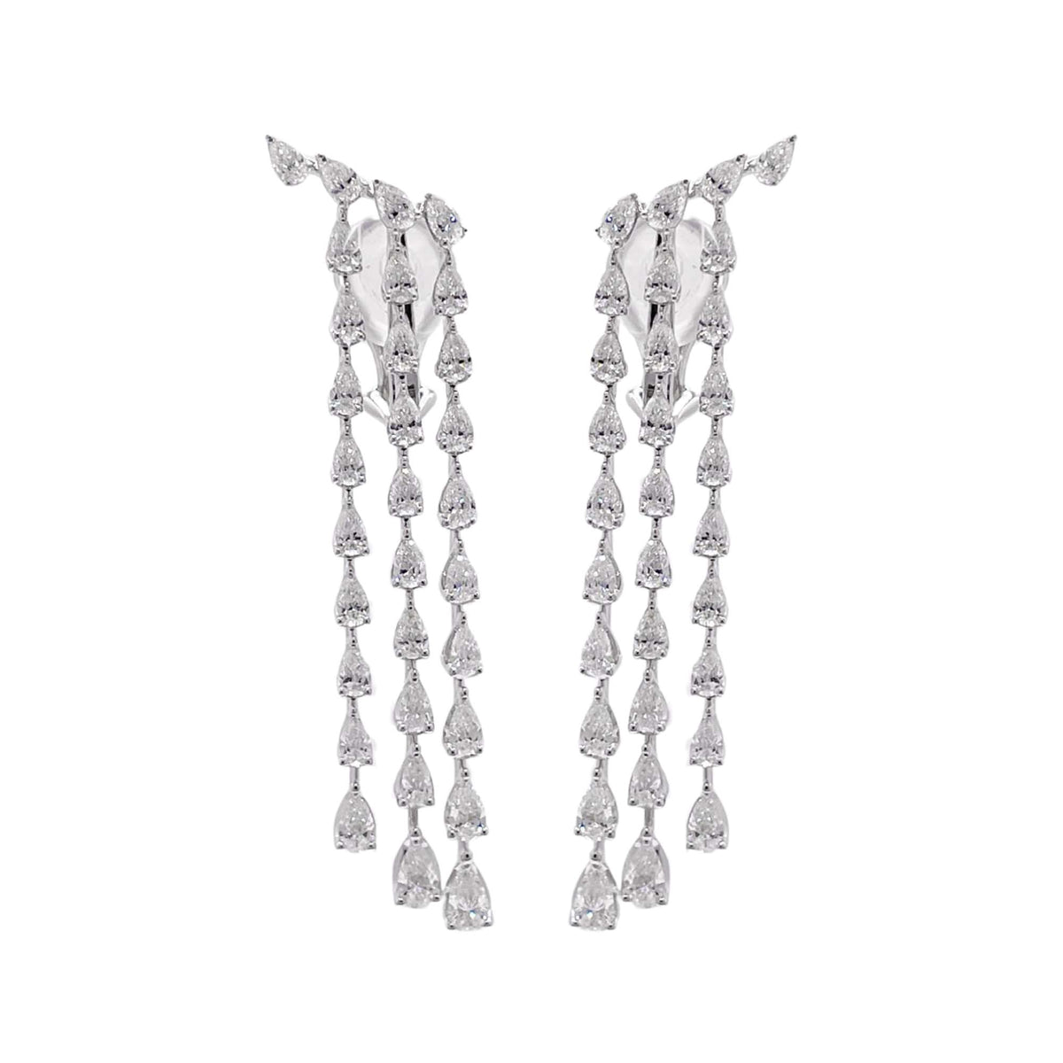 Jay Feder 18k White Gold Diamond Dangle Drop Earrings