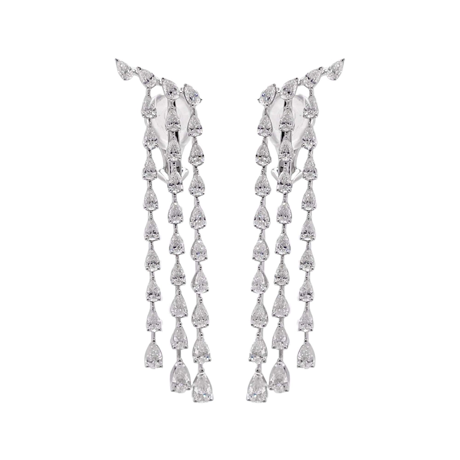 Jay Feder 18k White Gold Diamond Dangle Drop Earrings