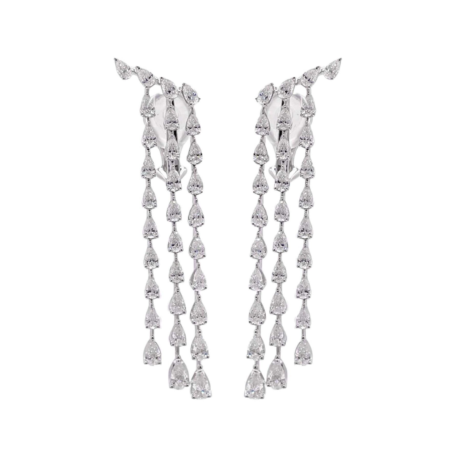 Jay Feder 18k White Gold Diamond Dangle Drop Earrings