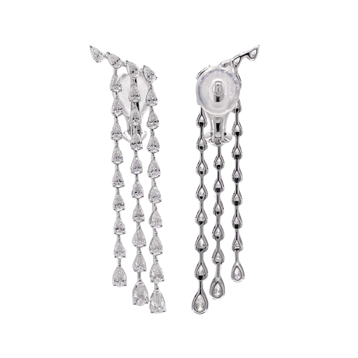 Jay Feder 18k White Gold Diamond Dangle Drop Earrings