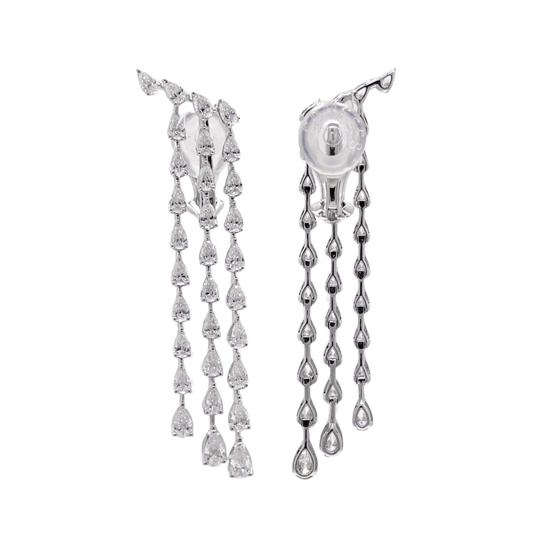 Jay Feder 18k White Gold Diamond Dangle Drop Earrings