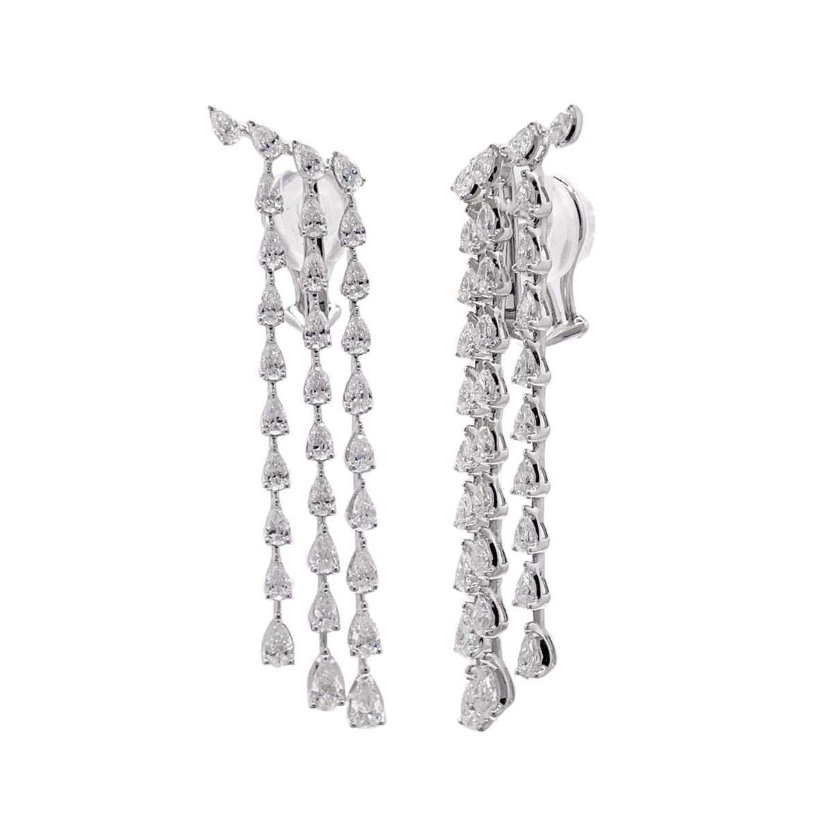 Jay Feder 18k White Gold Diamond Dangle Drop Earrings