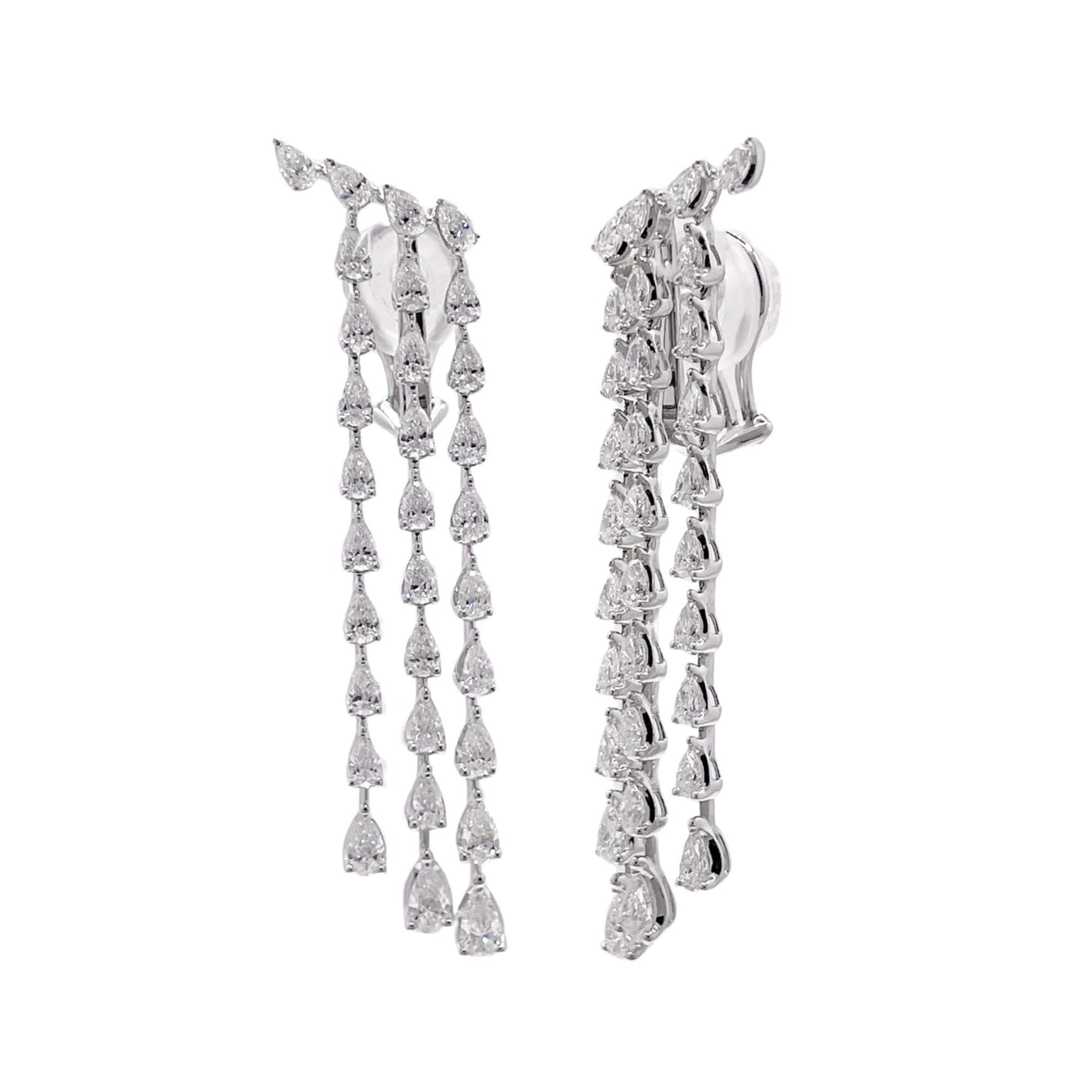 Jay Feder 18k White Gold Diamond Dangle Drop Earrings