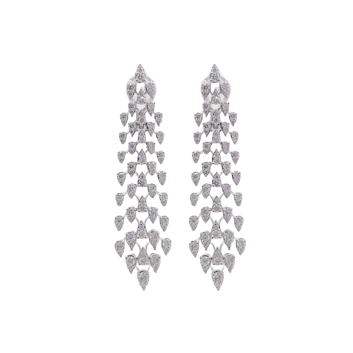 Jay Feder 18k White Gold Diamond Drop Dangle Earrings
