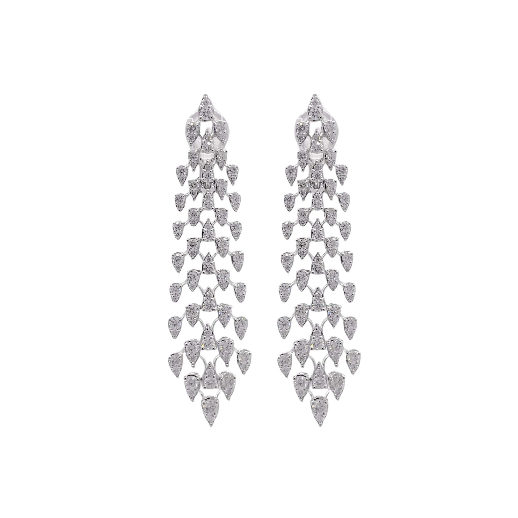 Jay Feder 18k White Gold Diamond Drop Dangle Earrings