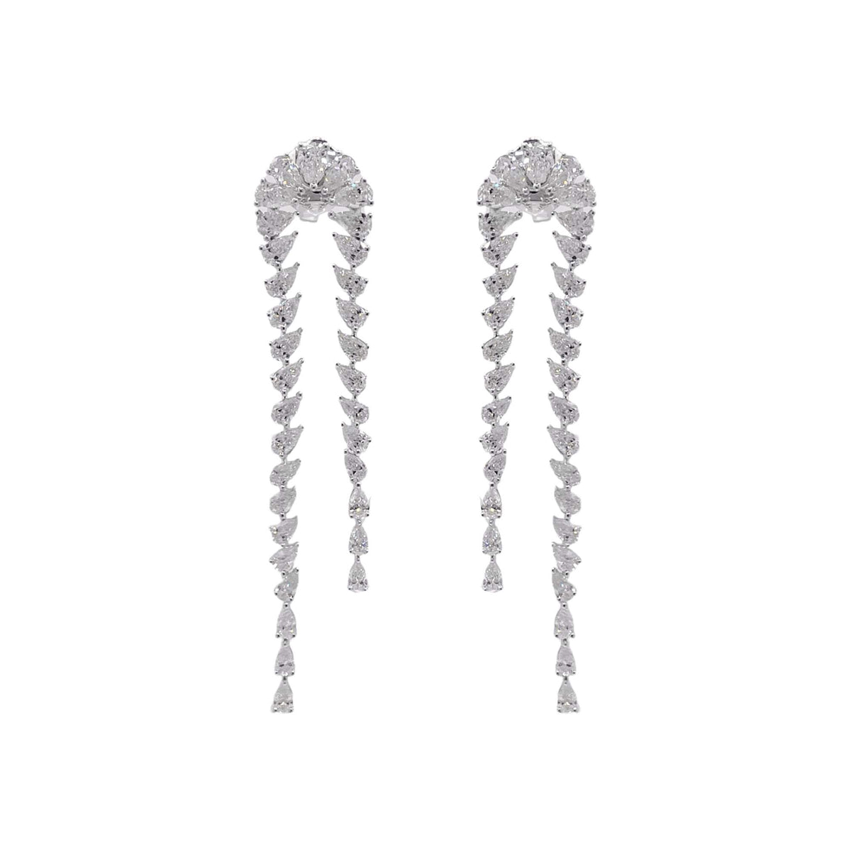 Jay Feder 18k White Gold Diamond Drop Dangle Earrings