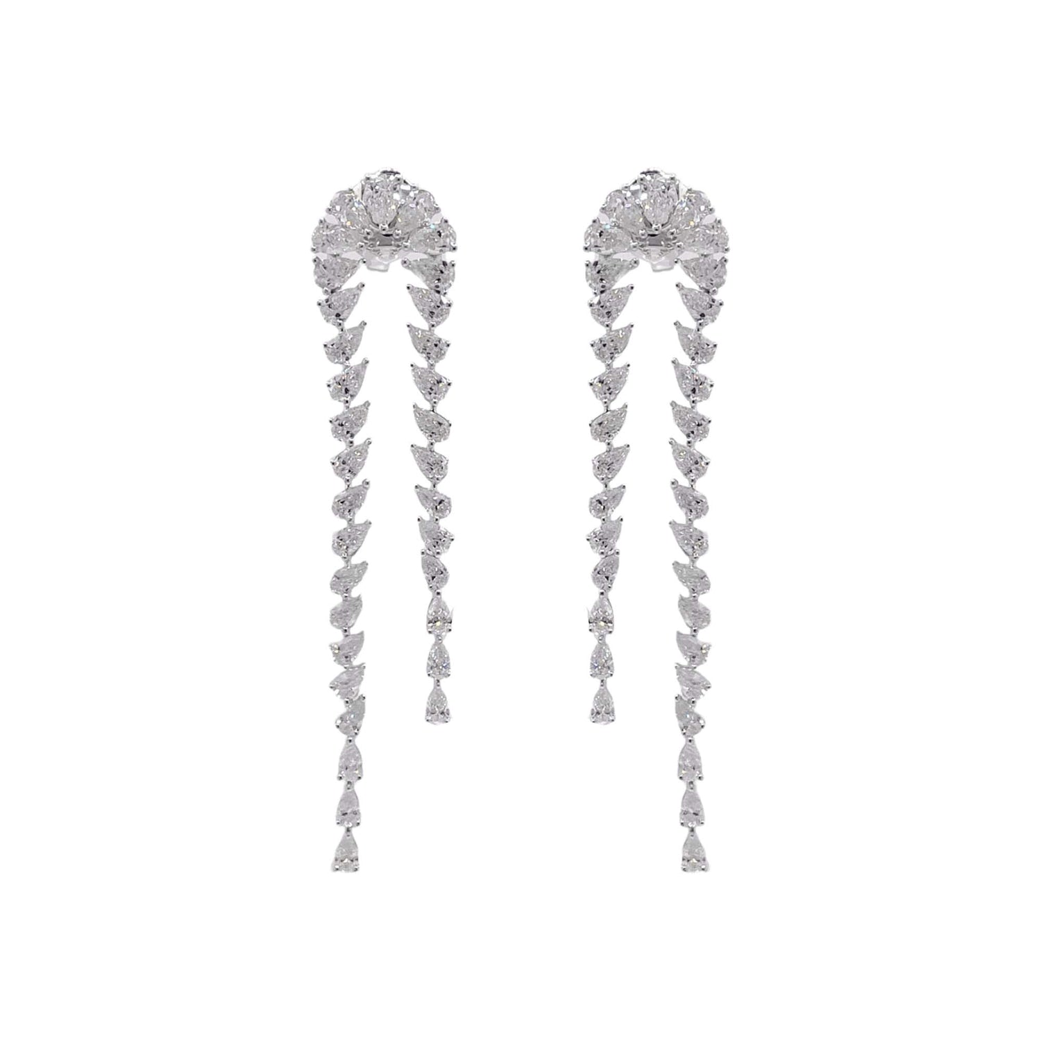 Jay Feder 18k White Gold Diamond Drop Dangle Earrings