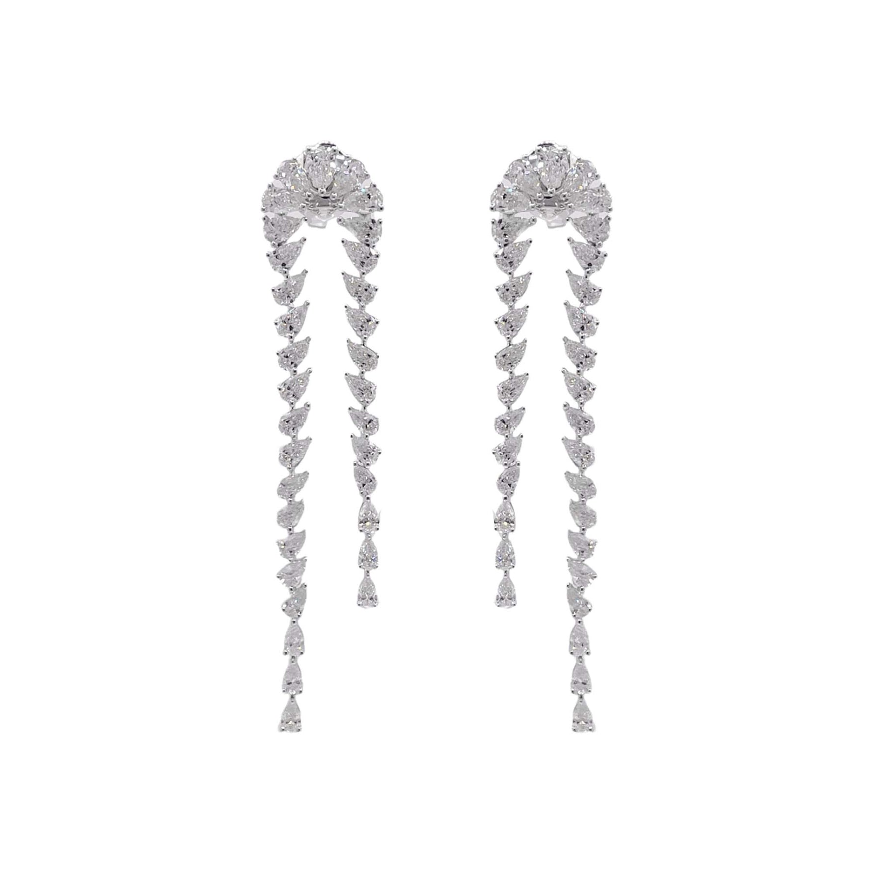 Jay Feder 18k White Gold Diamond Drop Dangle Earrings