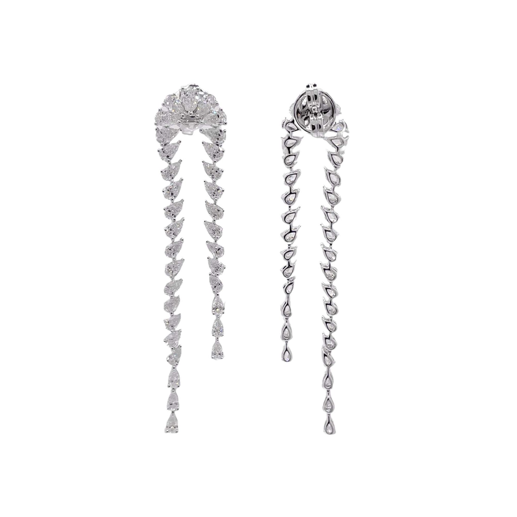 Jay Feder 18k White Gold Diamond Drop Dangle Earrings