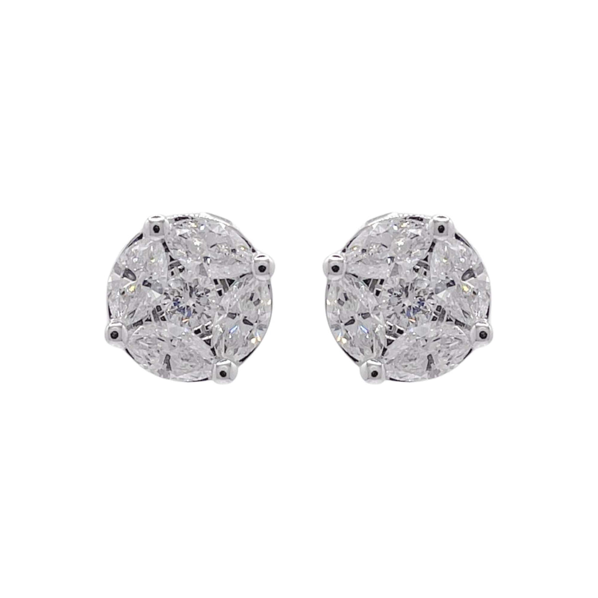 Jay Feder 18k White Gold Diamond Stud Earrings