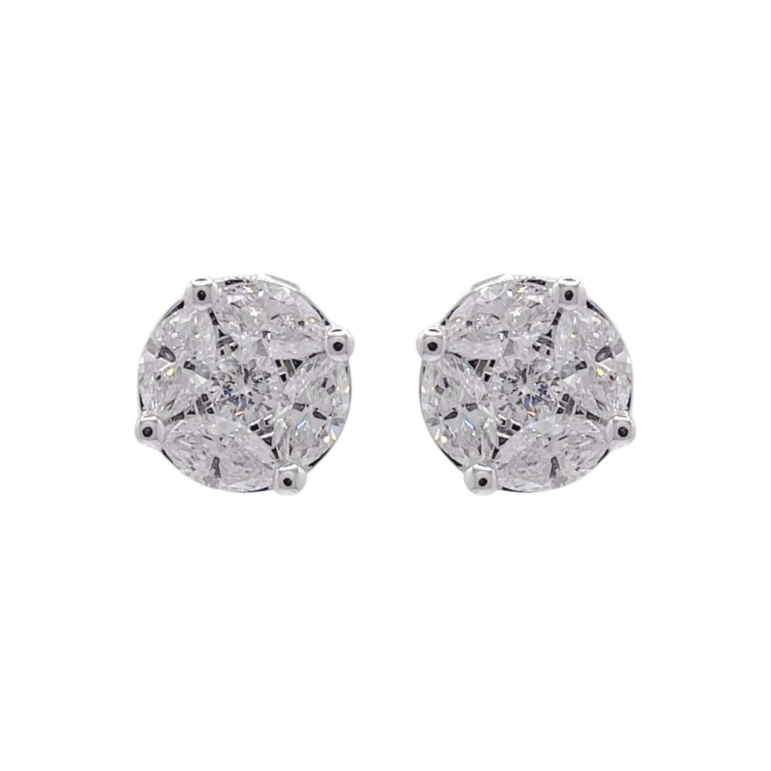 Jay Feder 18k White Gold Diamond Stud Earrings