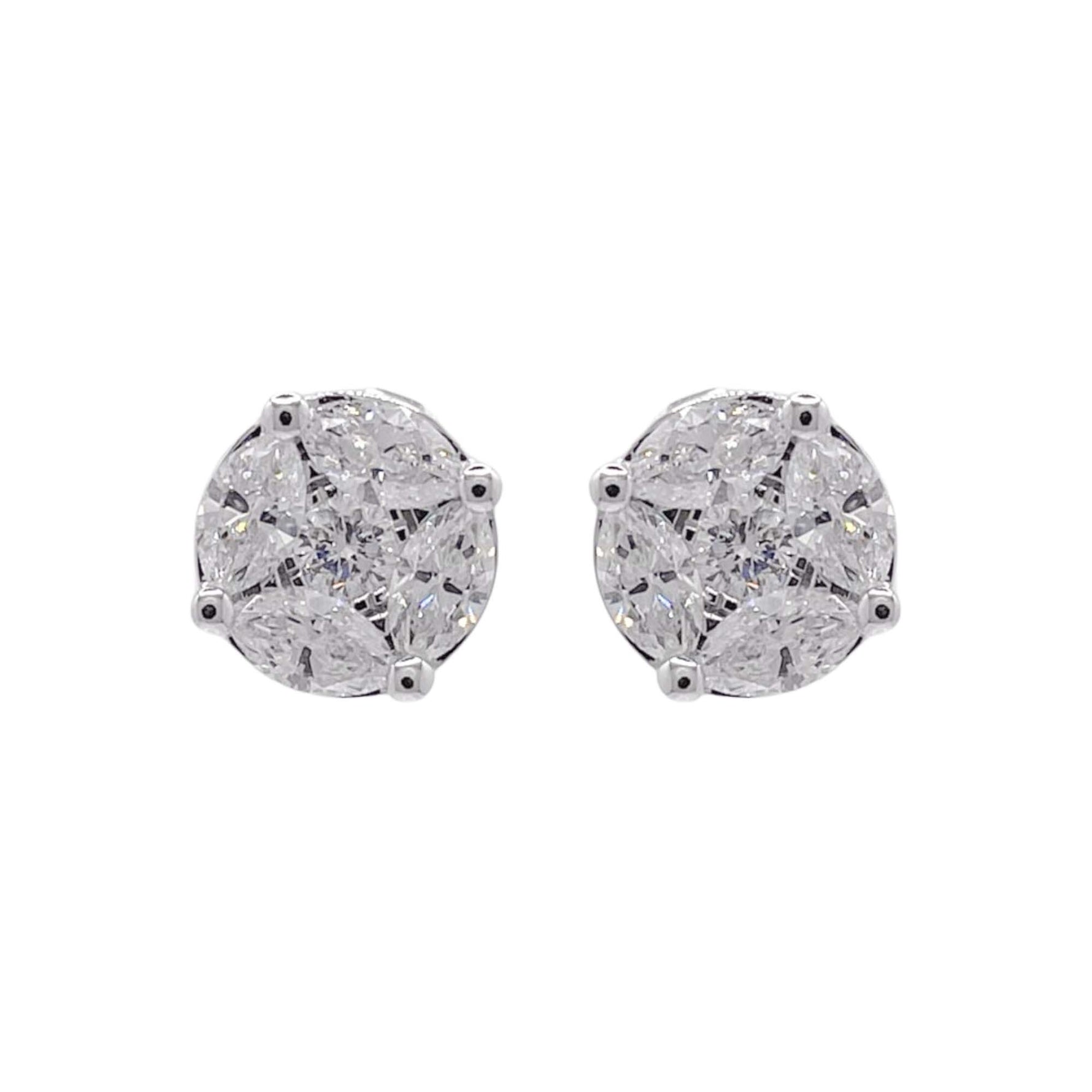 Jay Feder 18k White Gold Diamond Stud Earrings