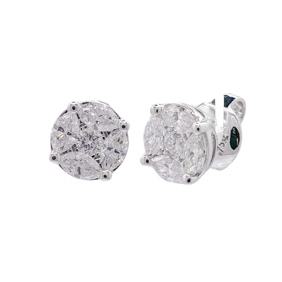 Jay Feder 18k White Gold Diamond Stud Earrings