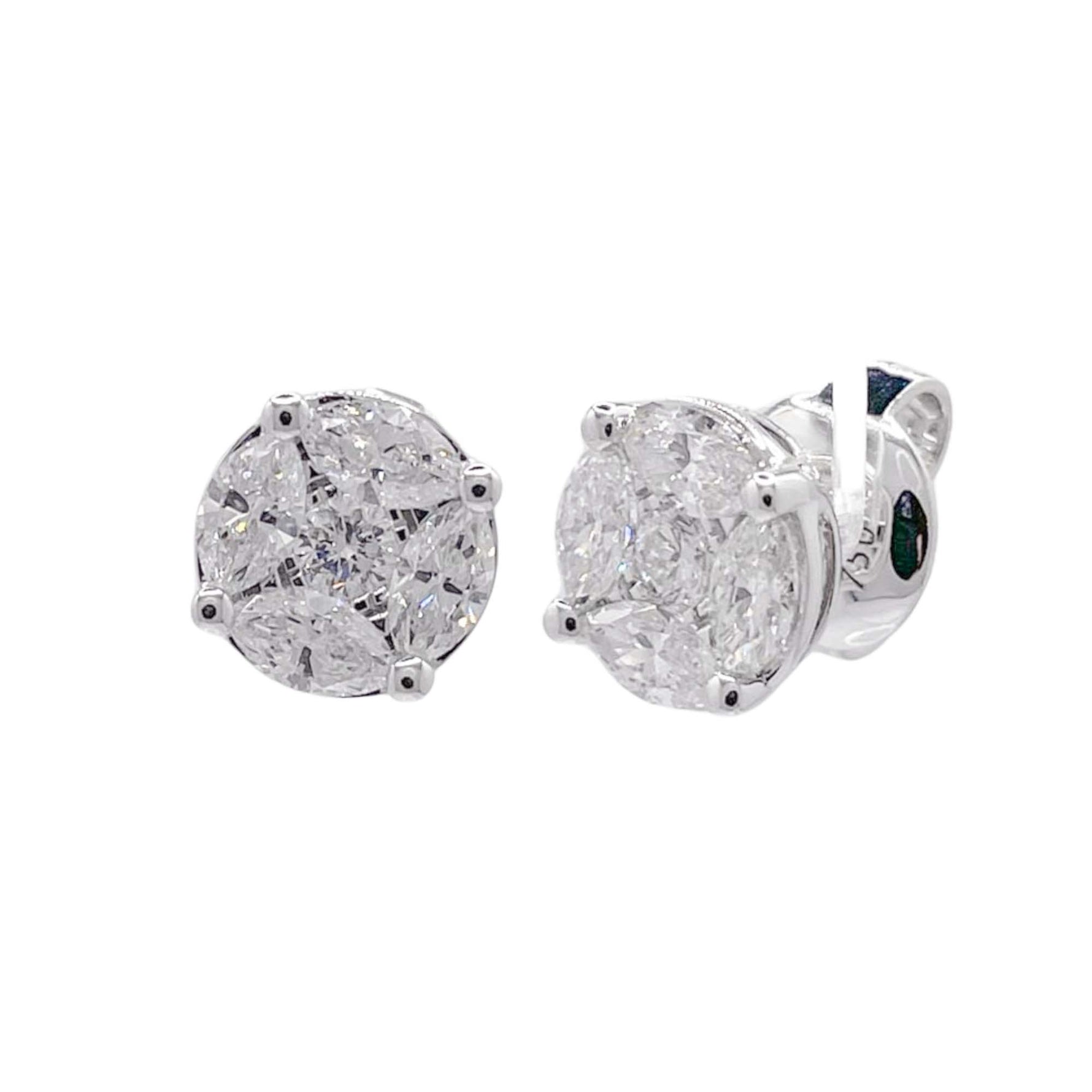 Jay Feder 18k White Gold Diamond Stud Earrings