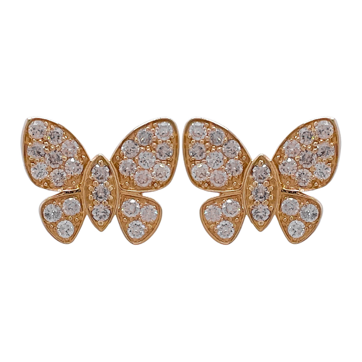 Jay Feder 14k Yellow Gold Diamond Butterfly Stud Earrings