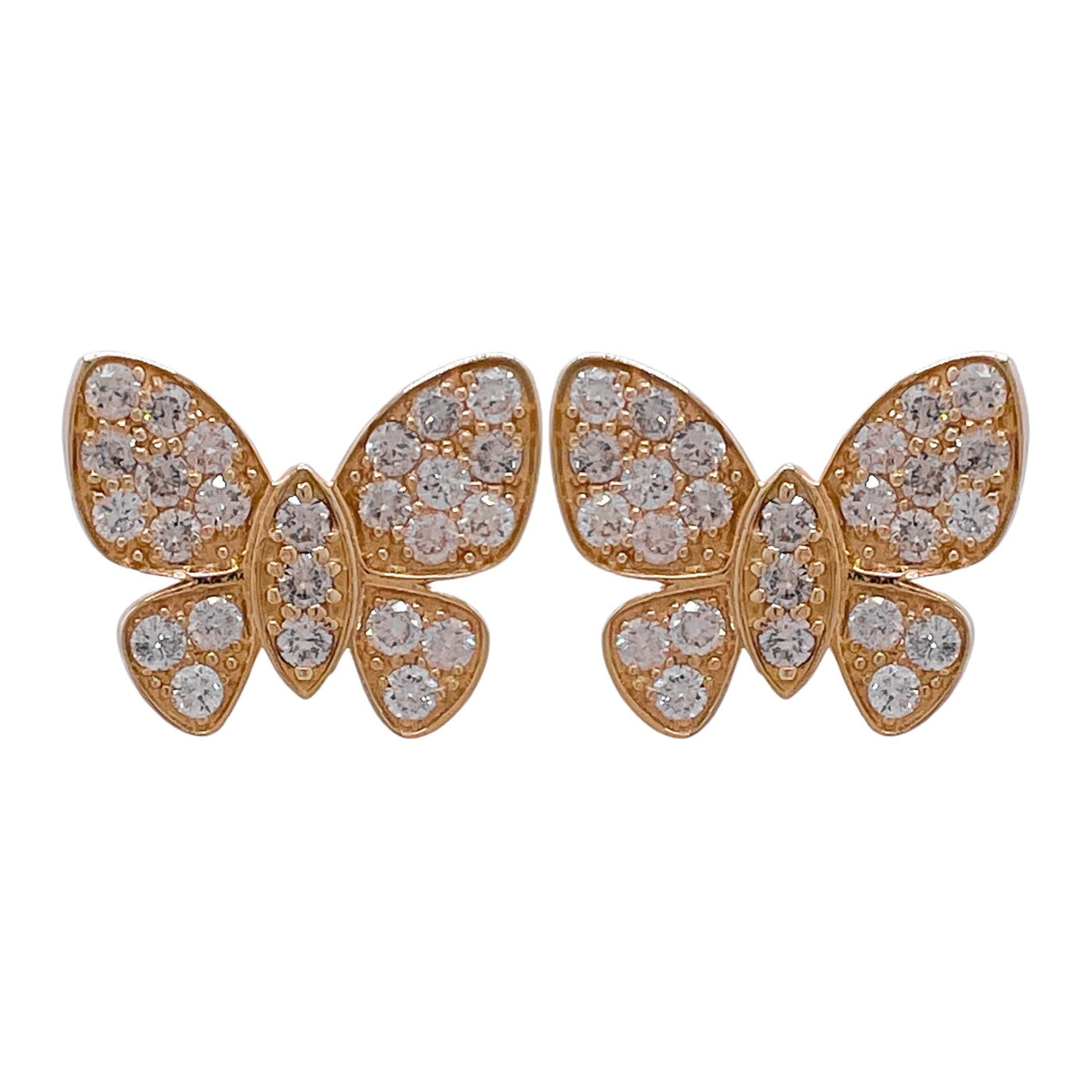 Jay Feder 14k Yellow Gold Diamond Butterfly Stud Earrings